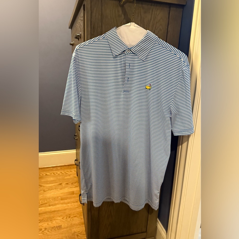 Masters Tech Blue and White Striped Polo Shirt